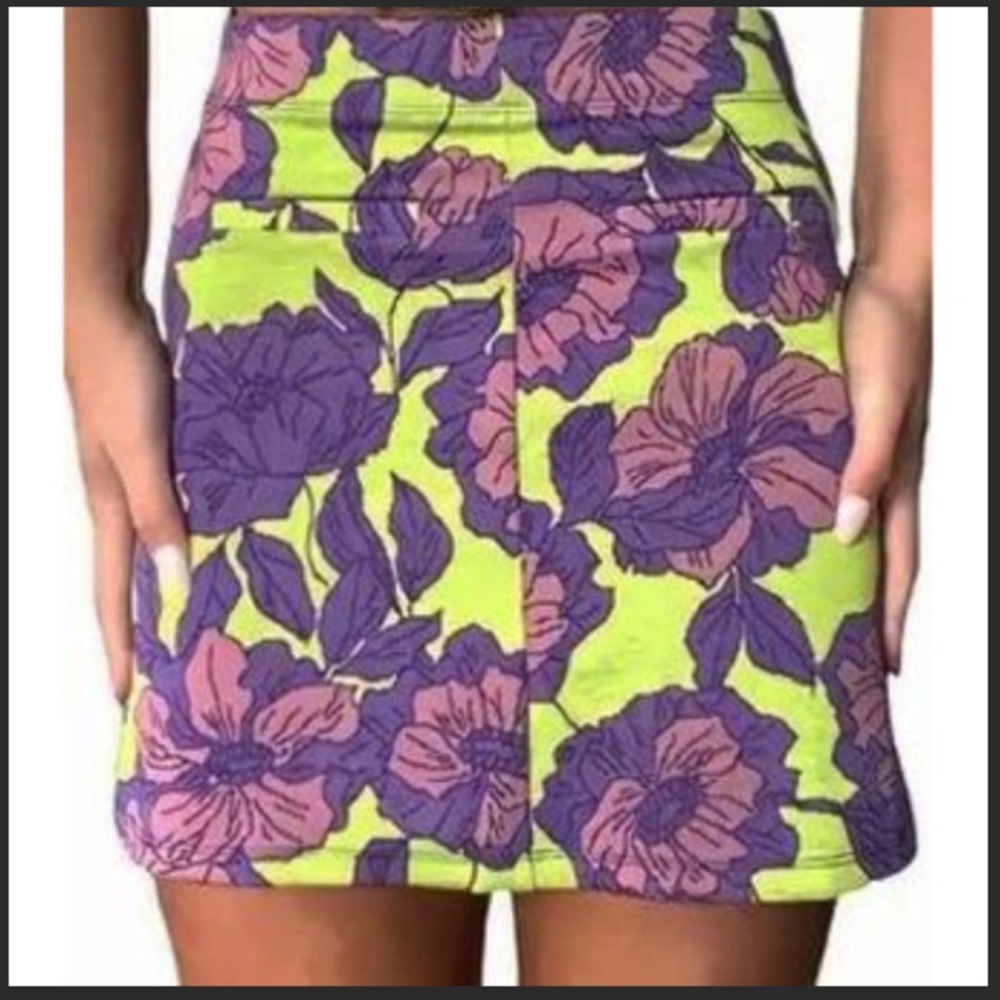 NWT Zara Jacquard Purple Floral Knit Skirt Size S Blogger Fave